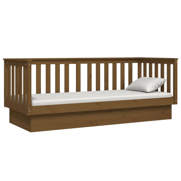 vidaXL Καναπές Κρεβάτι Καφέ Μελί 75x190 εκ. από Μασίφ Ξύλο Πεύκου