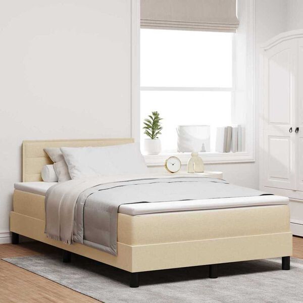 vidaXL Κρεβάτι με ελατήρια με στρώμα Κρεμ 120 x 190 cm ύφασμα
