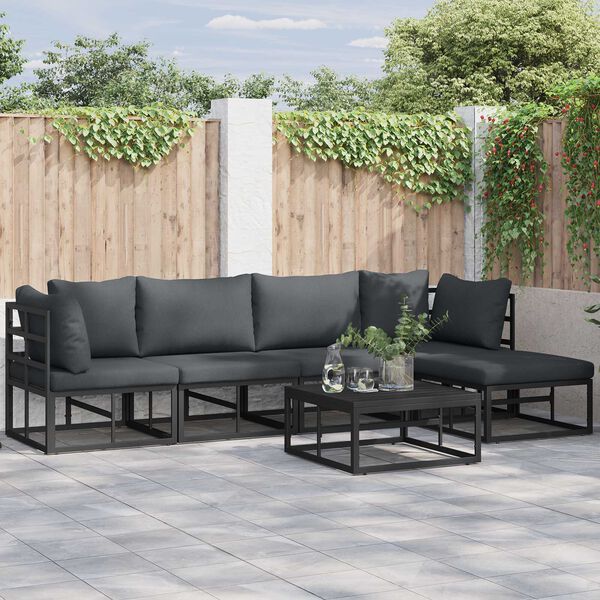 vidaXL Σετ Καναπέ Κήπου 6 pcs Μαύρο 70 x 70 x 32 εκ Αλουμίνιο