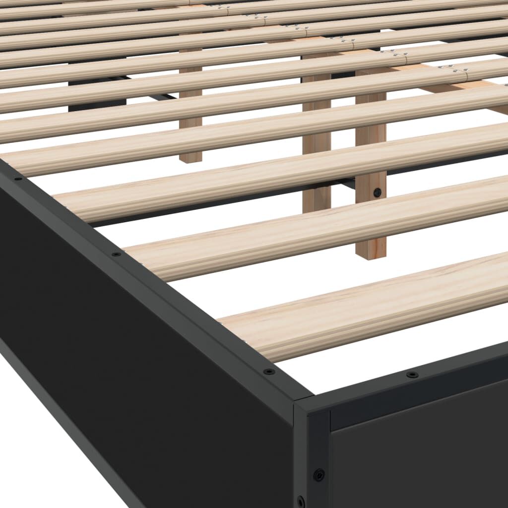 vidaXL Πλαίσιο Κρεβατιού Μαύρο 140 x 190 εκ. Επεξ. Ξύλο & Μέταλλο