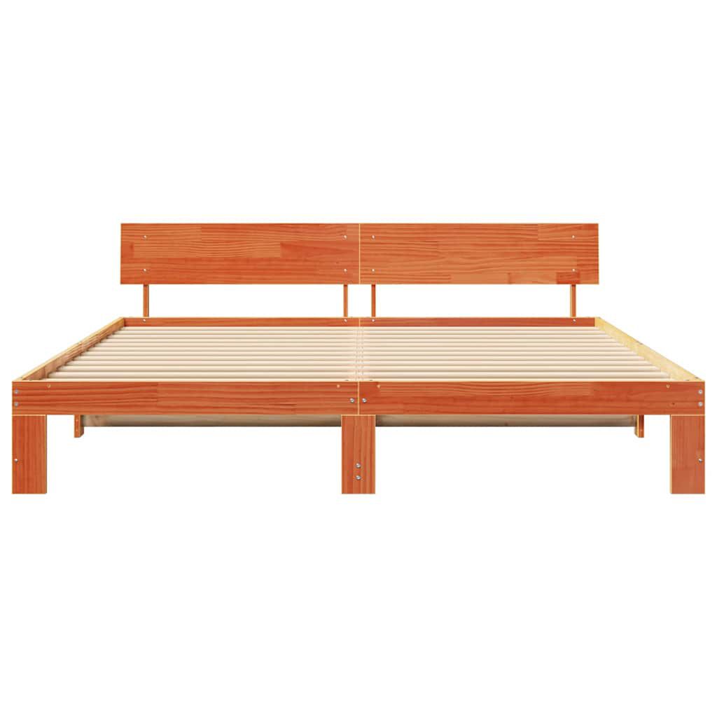 vidaXL Σκελετός Κρεβατιού Καφέ 200 x 200 cm Μασίφ ξύλο πεύκου