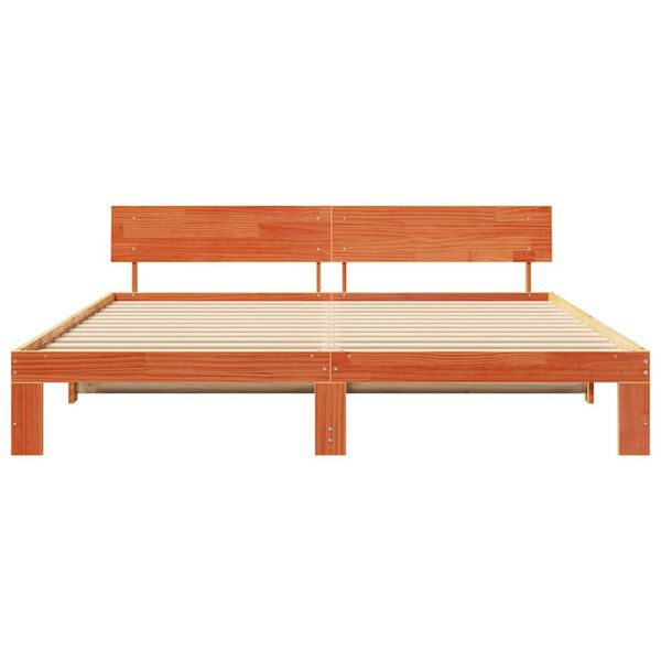 vidaXL Σκελετός Κρεβατιού Καφέ 200 x 200 cm Μασίφ ξύλο πεύκου