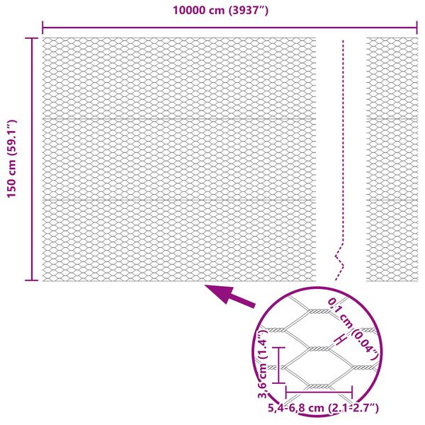 vidaXL Εξάγωνος Φράχτης Πράσινος 1.5x100 μ Ατσάλι