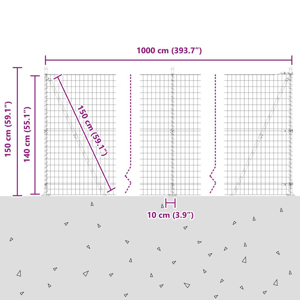 vidaXL Euro Fence με 7 Πόδια με Φλάντζα 1.4x10 μ Γαλβανισμένο Ατσάλι