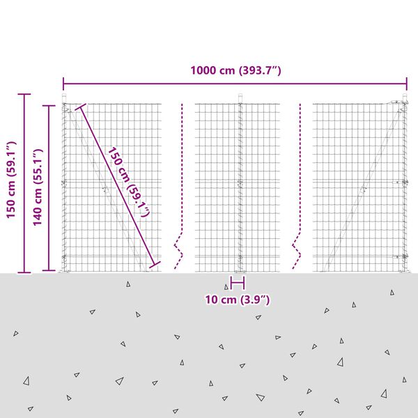 vidaXL Euro Fence με 7 Πόδια με Φλάντζα 1.4x10 μ Γαλβανισμένο Ατσάλι
