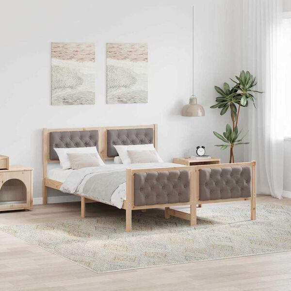 vidaXL Σκελετός Κρεβατιού Taupe 150 x 200 cm Στερεά ξυλεία πεύκου