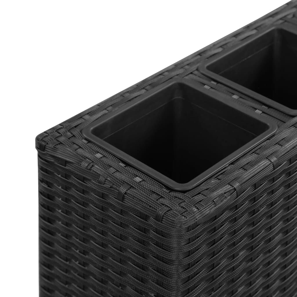 vidaXL Ζαρντινιέρα Υπερυψωμένη 4 Δοχεία Μαύρη 80x22x79 εκ. Συνθ. Ρατάν