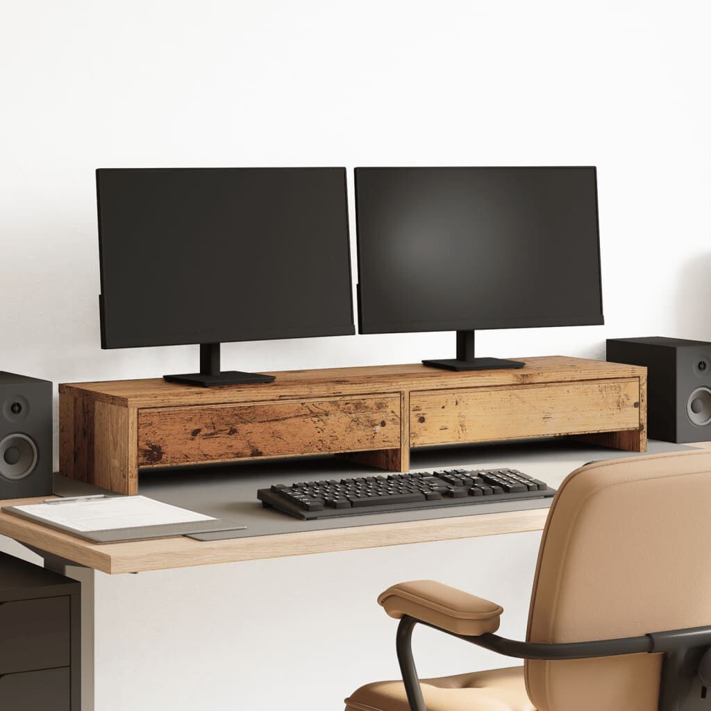 vidaXL Βάση Οθόνης με Συρτάρια 100x27x15 εκ. από Επεξεργ. Ξύλο