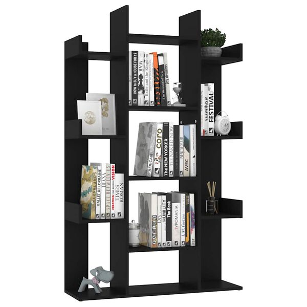 vidaXL Βιβλιοθήκη Μαύρη 86 x 25,5 x 140 εκ. από Επεξ. Ξύλο