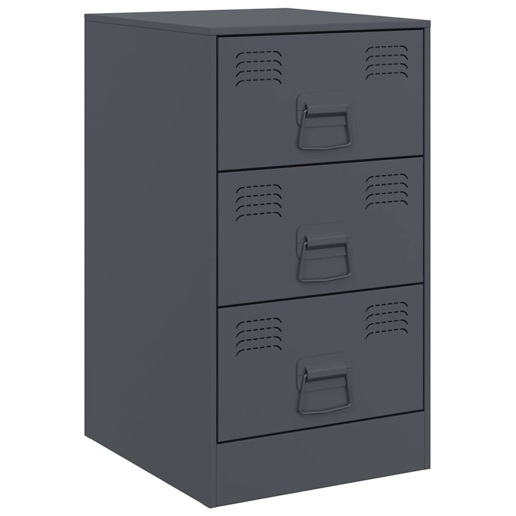 vidaXL Κομοδίνο Ανθρακί 34,5x39x62 εκ. από Χάλυβα