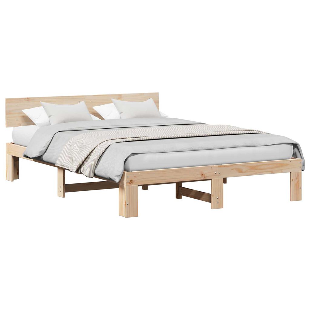 vidaXL Σκελετός Κρεβατιού Καφέ 140 x 200 cm Μασίφ ξύλο πεύκου