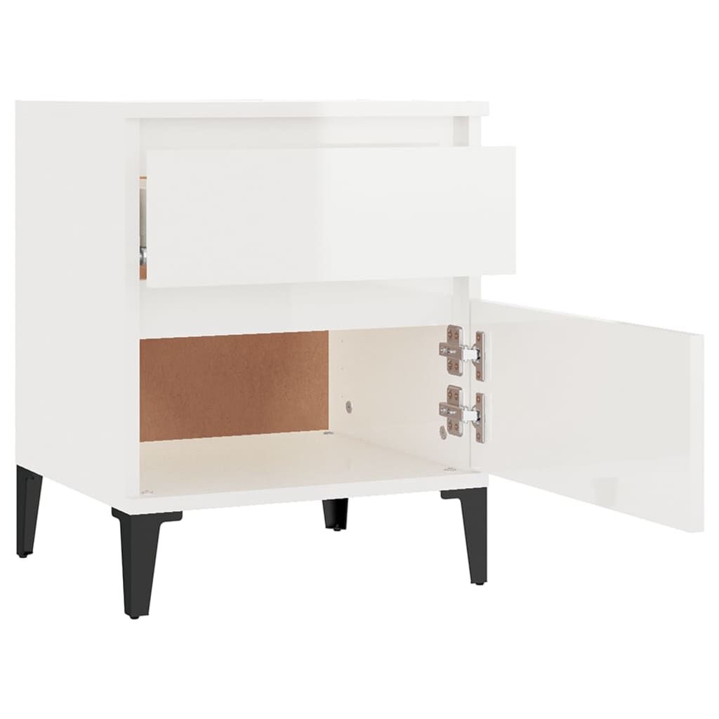 vidaXL Κομοδίνα Γυαλιστερό Λευκό 40x35x50 εκ.