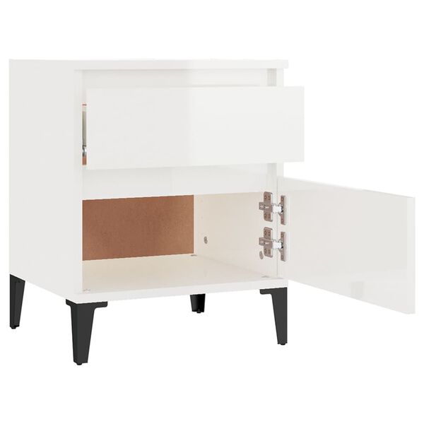 vidaXL Κομοδίνα Γυαλιστερό Λευκό 40x35x50 εκ.