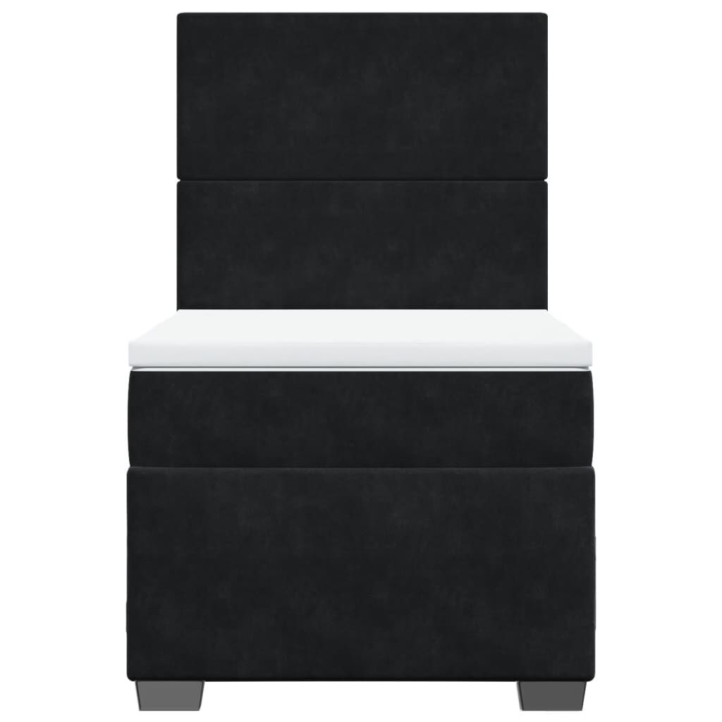 vidaXL Κρεβάτι Boxspring με Στρώμα Μαύρο 80 x 200 εκ. Βελούδινο