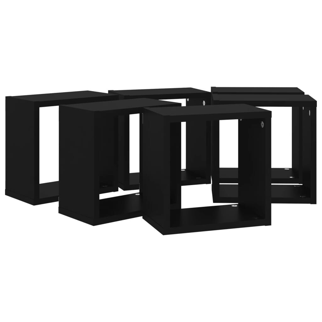 vidaXL Ράφια Κύβοι Τοίχου 6 τεμ. Μαύρα 26 x 15 x 26 εκ.