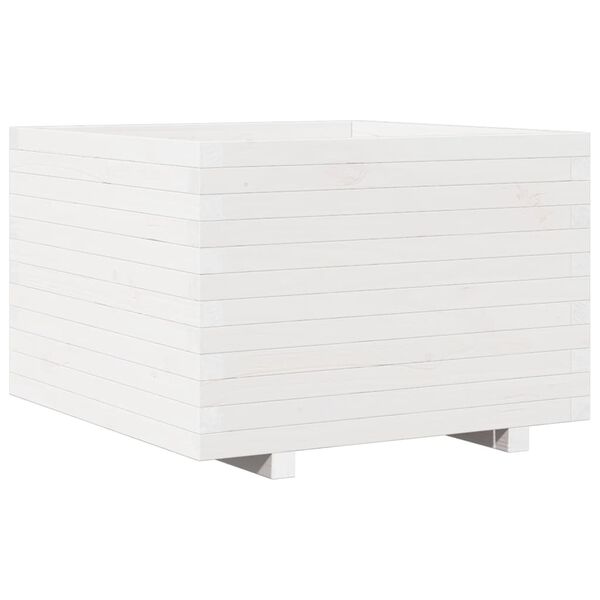 vidaXL Ζαρντινιέρα Κήπου Λευκή 70x70x49,5 εκ. από Μασίφ Ξύλο Πεύκου