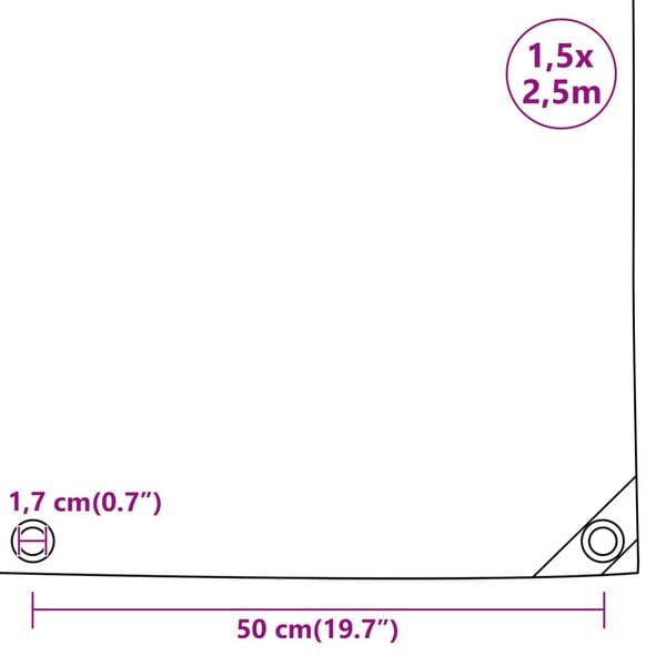 vidaXL Μουσαμάς Γκρι 1,5 x 2,5 μ. 650 γρ./μ²