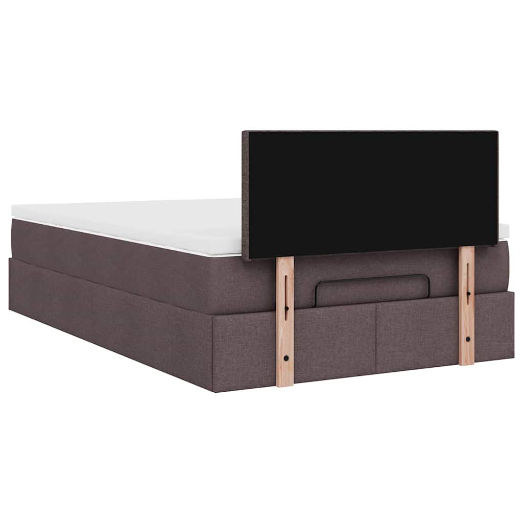 vidaXL Ottoman Κρεβάτι με Στρώμα Σκούρο Καφέ 120x200cm Ύφασμα