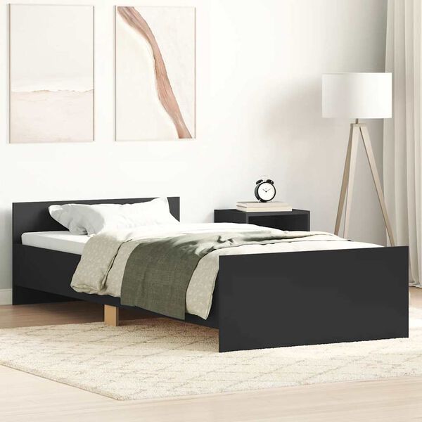 vidaXL Πλαίσιο Κρεβατιού Μαύρο 75 x 190 εκ. Επεξεργ. Ξύλο Small Single