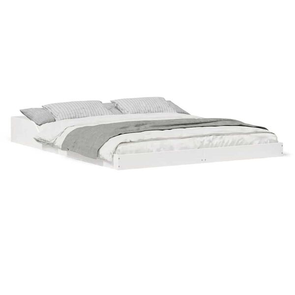vidaXL Σκελετός Κρεβατιού Λευκό 140 x 210 cm Μασίφ ξύλο πεύκου