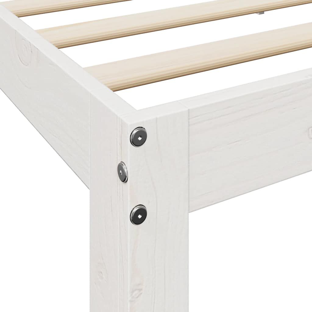 vidaXL Κρεβάτι Βιβλιοθήκη Χωρίς Στρώμα Λευκό 135x190 εκ Μασίφ Πεύκο