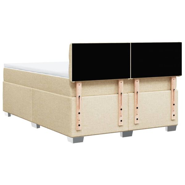 vidaXL Κρεβάτι Boxspring με Στρώμα Κρεμ 140x190 εκ. Υφασμάτινο