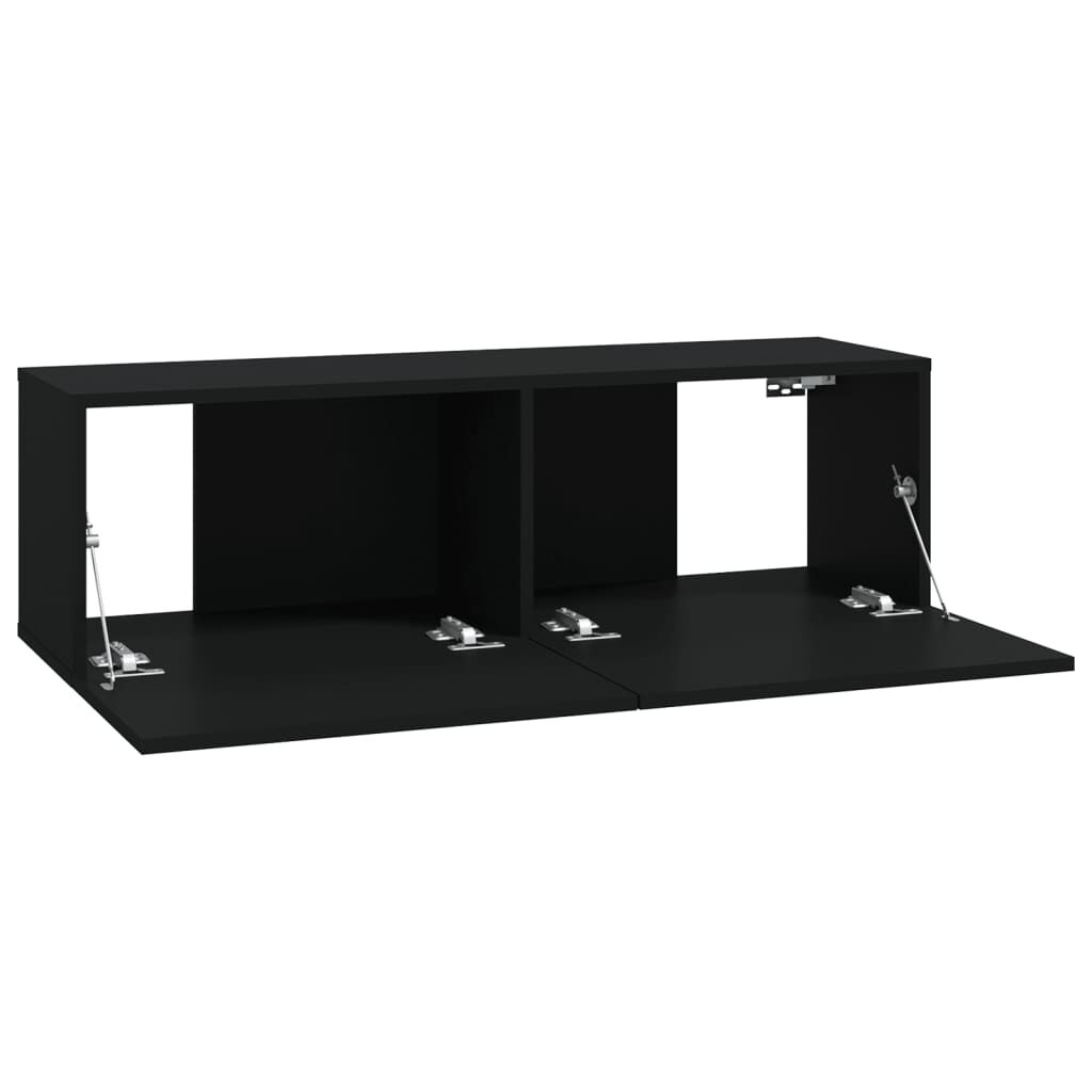 vidaXL Έπιπλα Τηλεόρασης Τοίχου 2 τεμ. Μαύρα 100x30x30 εκ. Επεξ. Ξύλο