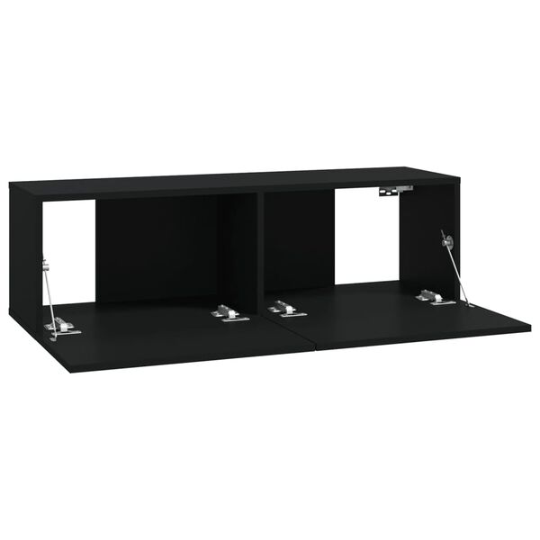 vidaXL Έπιπλα Τηλεόρασης Τοίχου 2 τεμ. Μαύρα 100x30x30 εκ. Επεξ. Ξύλο