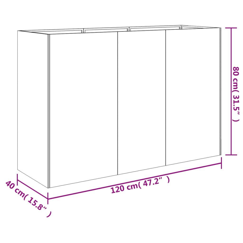 vidaXL Ζαρντινιέρα 120 x 40 x 80 εκ. από Ατσάλι Σκληρυθέν στον Αέρα