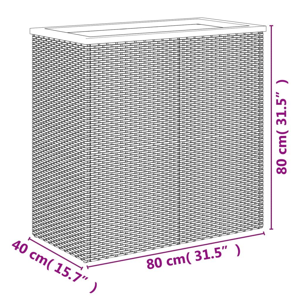 vidaXL Ζαρντινιέρα Μαύρη 80 x 40 x 80 εκ. από Συνθετικό Ρατάν
