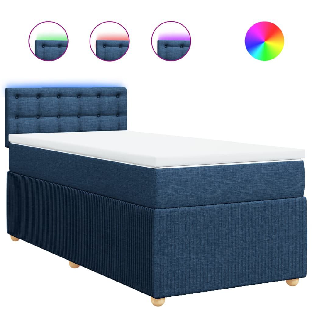 vidaXL Κρεβάτι Boxspring με Στρώμα Μπλε 80x200 εκ. Υφασμάτινο