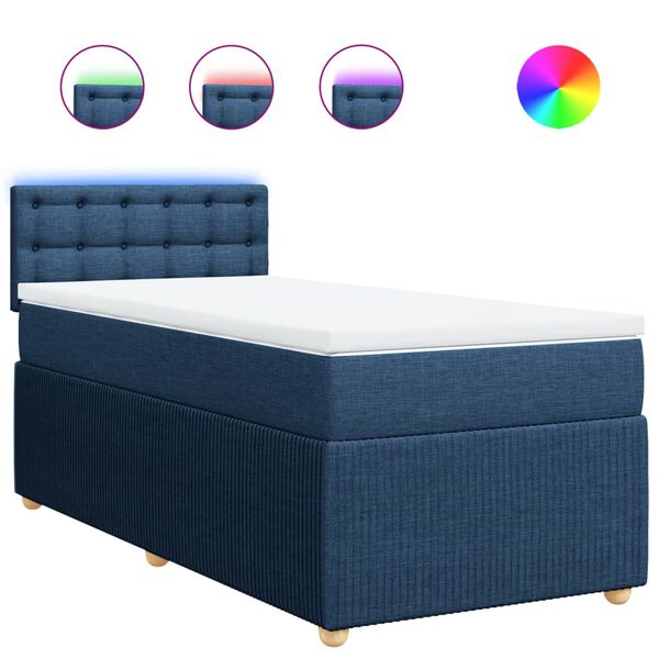 vidaXL Κρεβάτι Boxspring με Στρώμα Μπλε 80x200 εκ. Υφασμάτινο