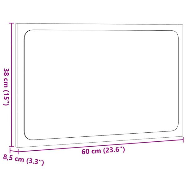 vidaXL Καθρέφτης Μπάνιου Γκρι Sonoma 60x8,5x38 εκ. Επεξεργασμένο Ξύλο
