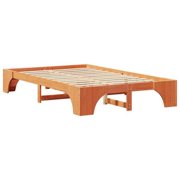 vidaXL Κρεβάτι Καφέ Μασίφ ξύλο 120 x 200 cm Ανθεκτικό Κρεβάτι