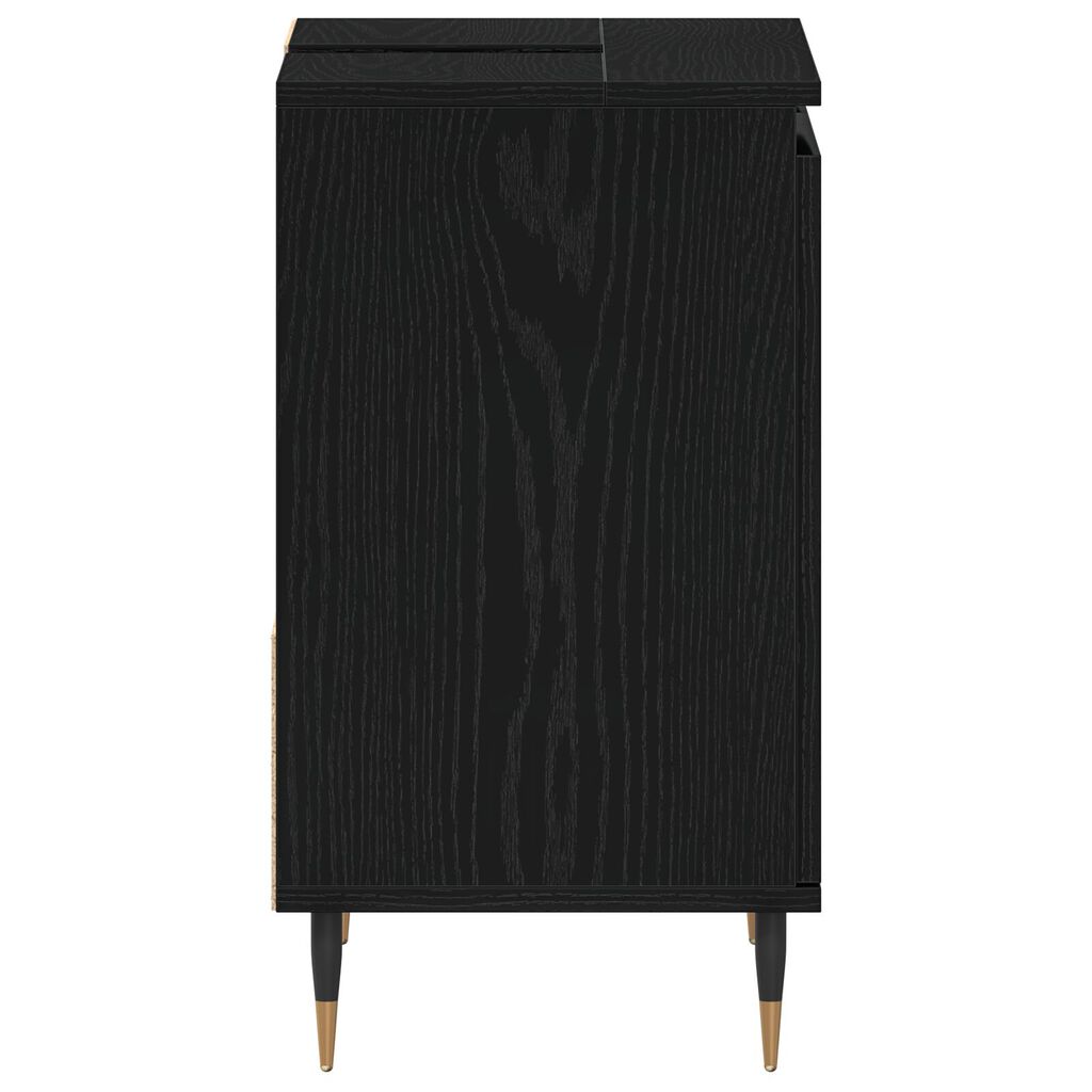 vidaXL Νιπτήρας Μπάνιου Μαύρο Δρυς 65x33x60 εκ Επεξεργασμένο ξύλο