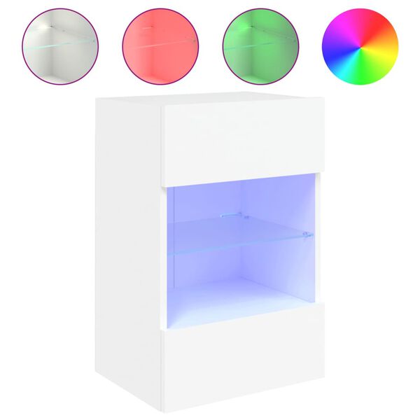 vidaXL Έπιπλο Τοίχου Τηλεόρασης με LED Λευκό 40x30x60,5 εκ.