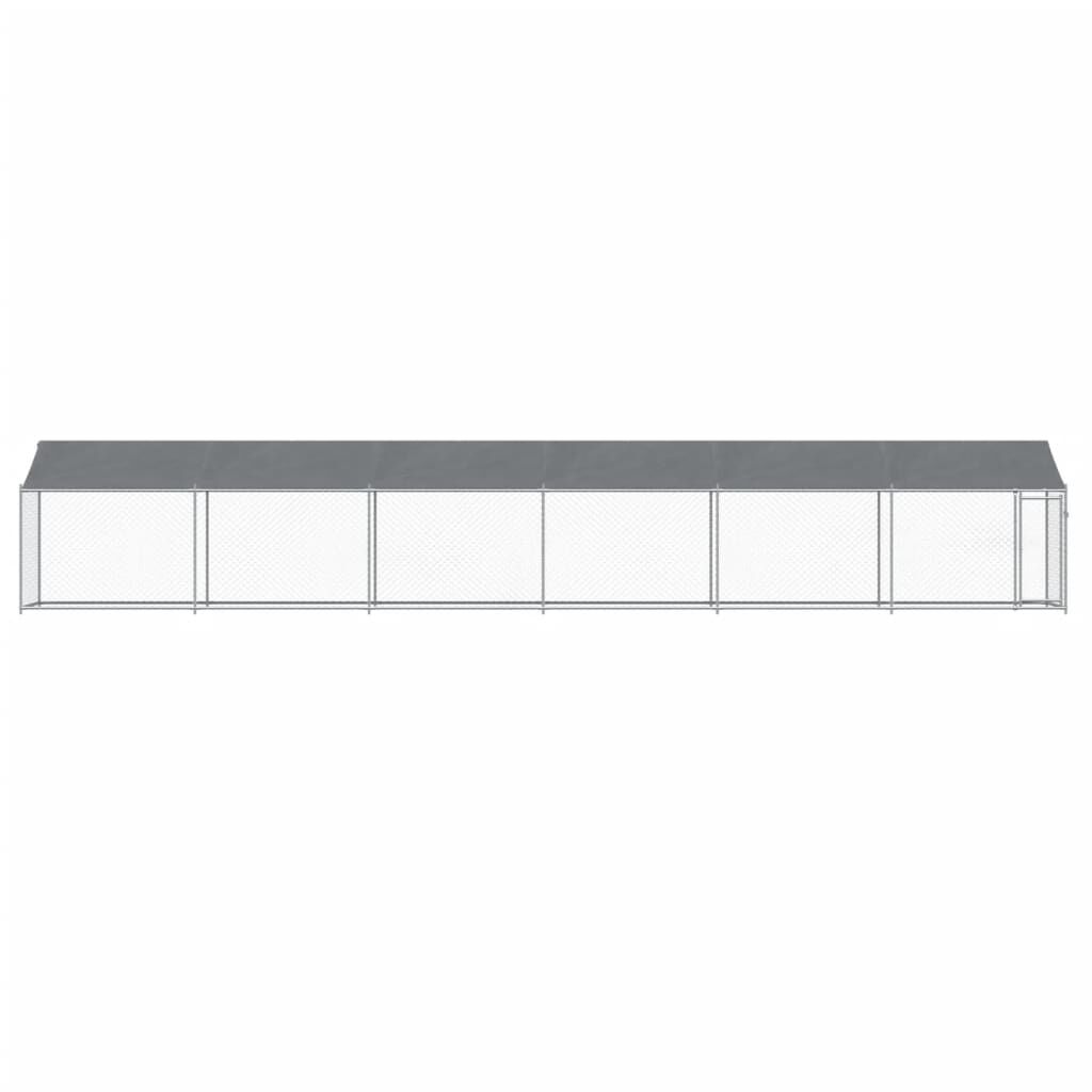 vidaXL Κλουβί Σκύλου με Οροφή και Πόρτες Γκρι 12x2x2 μ. Γαλβ. Χάλυβας