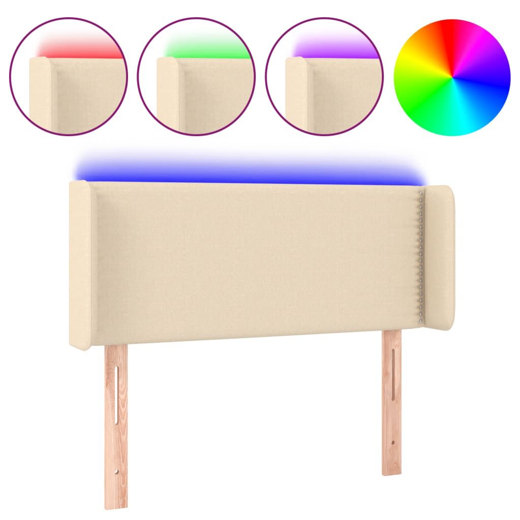 vidaXL Κεφαλάρι Κρεβατιού LED Κρεμ 93x16x78/88 εκ. Υφασμάτινο