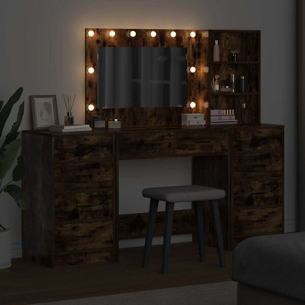 vidaXL Τραπέζι περιποίησης 3 pcs Καπνιστό Δρύς Επεξεργασμένο ξύλο