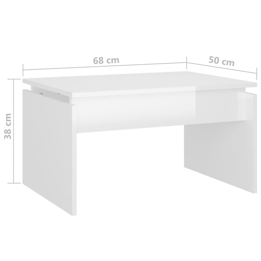 vidaXL Τραπεζάκι Σαλονιού Γυαλ. Λευκό 68 x 50 x 38 εκ. από Επεξ. Ξύλο