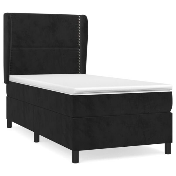 vidaXL Κρεβάτι Boxspring με Στρώμα Μαύρο 80 x 200 εκ. Βελούδινο