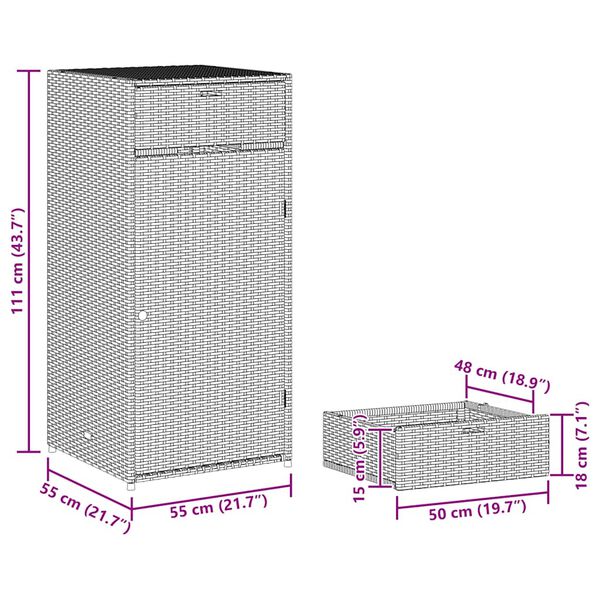 vidaXL Ντουλάπι Αποθήκευσης Κήπου Beige 55x55x111 εκ. Συνθετικό Ρατάν