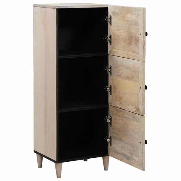 vidaXL Highboard με ράφι Λευκό 40 x 33 x 110 εκ Μασίφ ξύλο μάνγκο