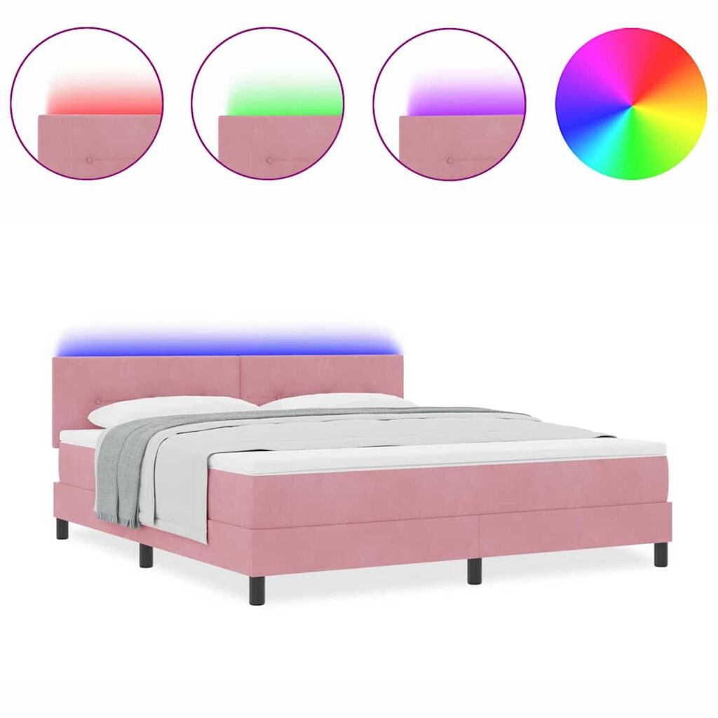vidaXL Κρεβάτι με ελατήρια με στρώμα Ροζ 180 x 200 cm Βελούδο