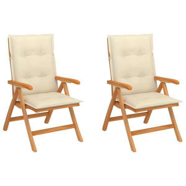 vidaXL &Kappa;&alpha;&rho;έ&kappa;&lambda;&epsilon;&sigmaf; &Kappa;ή&pi;&omicron;&upsilon; 2 &tau;&epsilon;&mu;. &alpha;&pi;ό &Mu;&alpha;&sigma;ί&phi; &Xi;ύ&lambda;&omicron; Teak &mu;&epsilon; &Kappa;&rho;&epsilon;&mu; &Mu;&alpha;&xi;&iota;&lambda;ά&rho;&iota;&alpha;