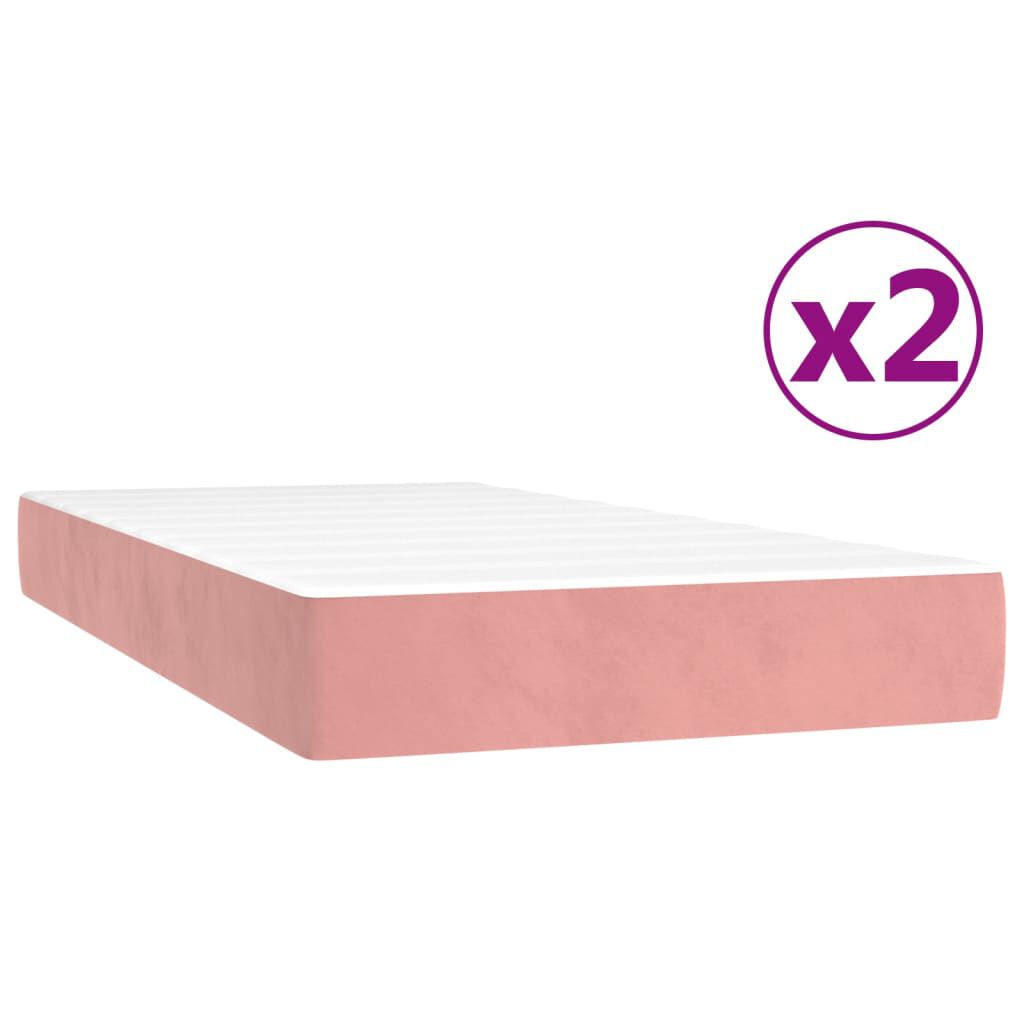 vidaXL Κρεβάτι Boxspring με Στρώμα Ροζ 200x200 εκ. Βελούδινο