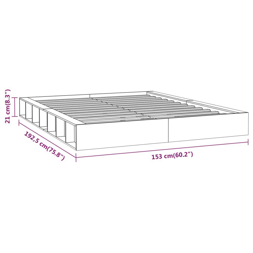 vidaXL Πλαίσιο Κρεβατιού 135 x 190 εκ. από Μασίφ Ξύλο Double