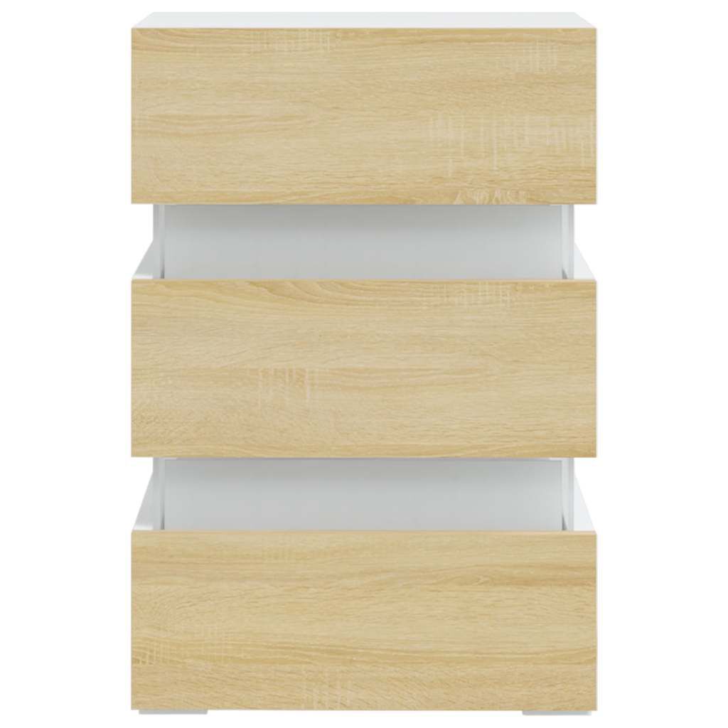 vidaXL Κομοδίνο με LED Λευκό/Sonoma Δρυς 45x35x67 εκ. Επεξεργασμ. Ξύλο