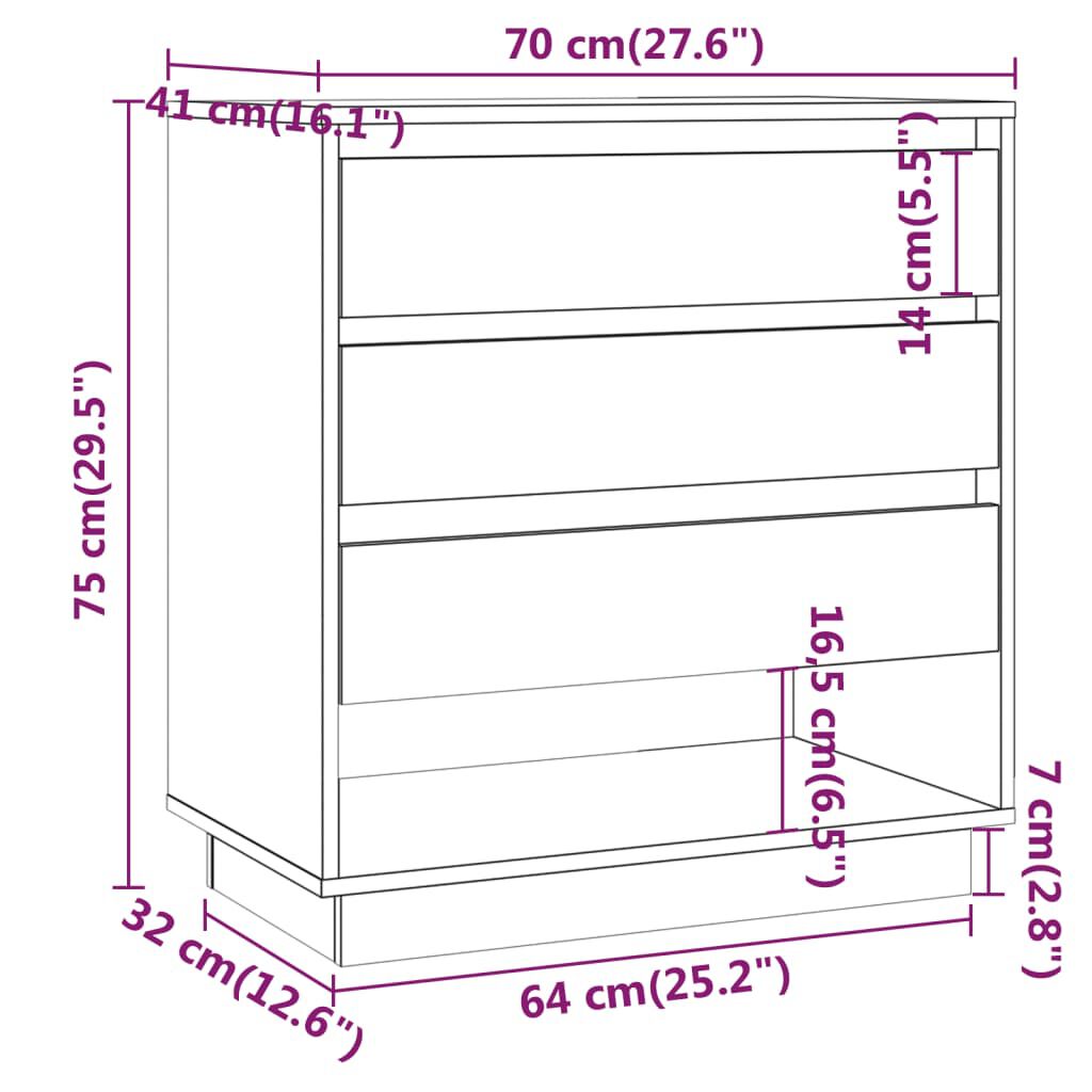 vidaXL Μπουφές Sonoma Δρυς 70x41x75 εκ. από Επεξεργασμένο Ξύλο
