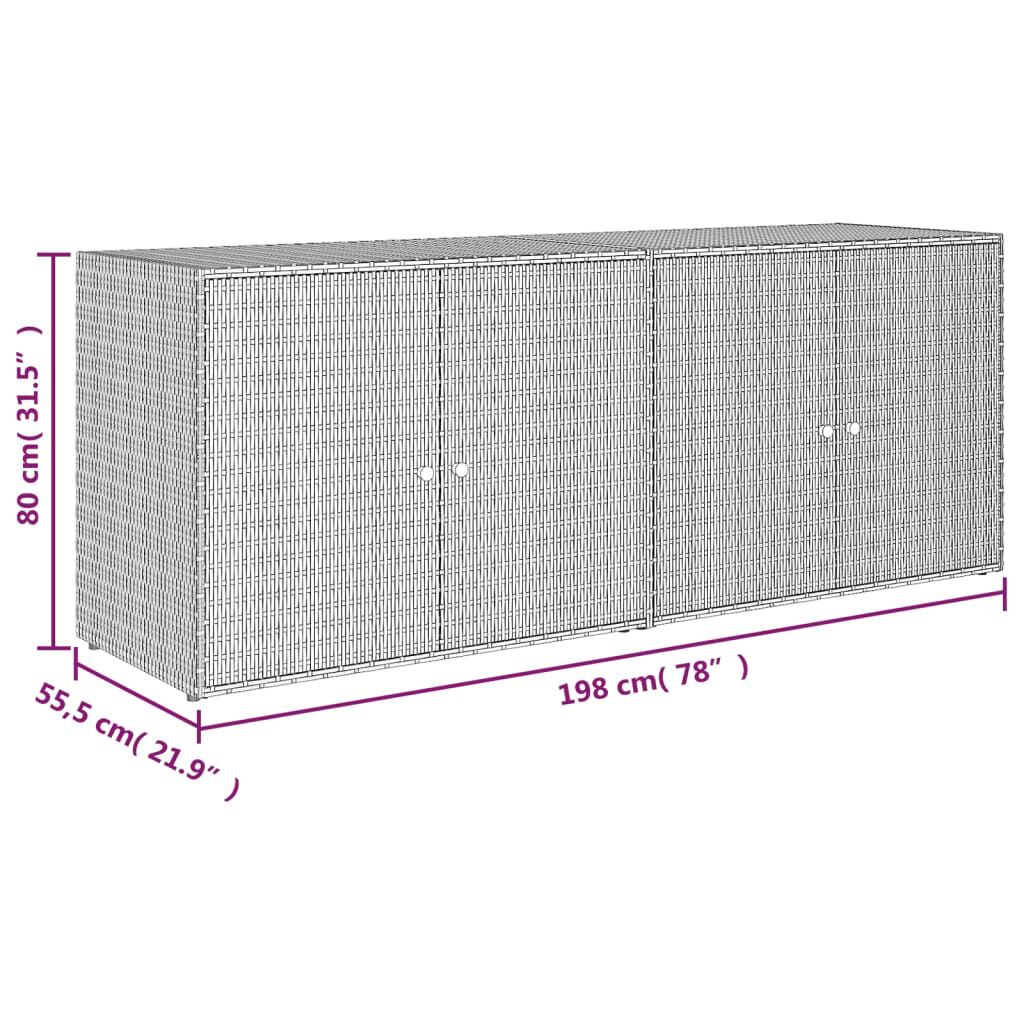 vidaXL Ντουλάπι Αποθήκευσης Κήπου Γκρι 198x55,5x80 εκ. Συνθετικό Ρατάν